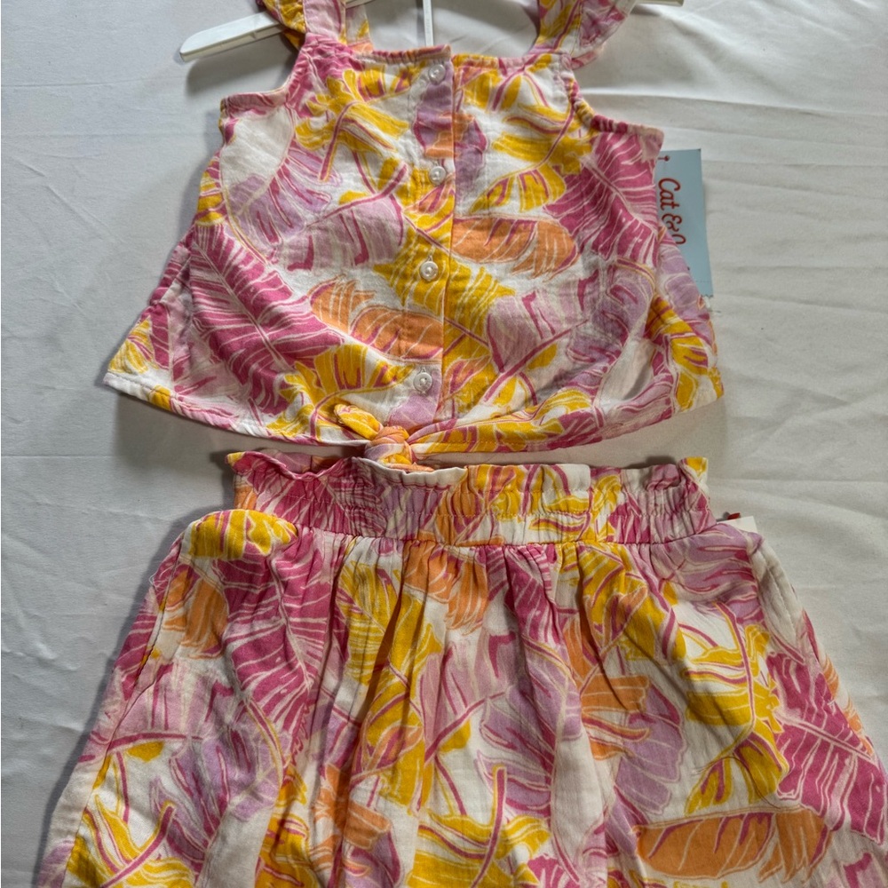 Colorful Leaf Print Two-Piece Set